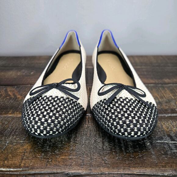 NEW Rothys The Ballet Flat Bow Womens 5 Flats Slip On Ballet Shoes Cream - Picture 3 of 11